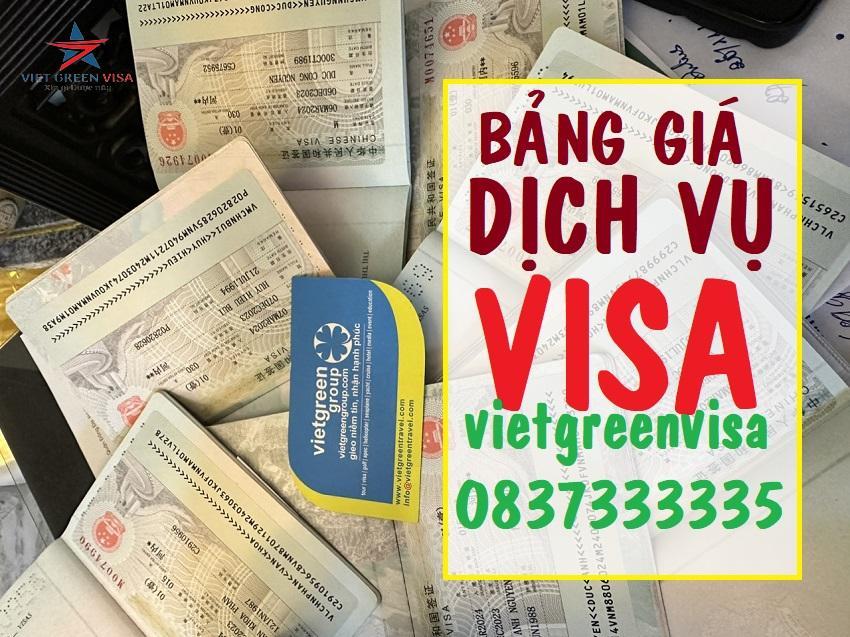 Bảng giá dịch vụ xin visa nước ngoài 2025