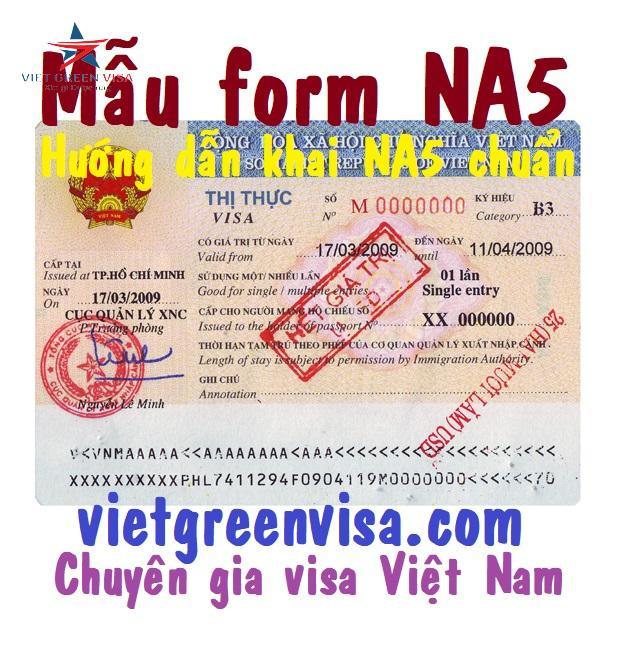 Mẫu NA5 Tờ khai, mẫu đơn đề nghị cấp visa thị thực, gia hạn visa cho người nước ngoài