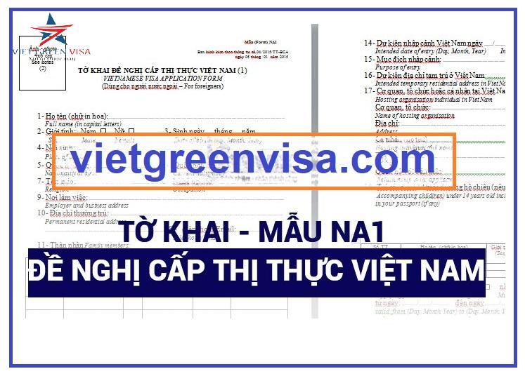 Mẫu NA1, Mẫu tờ khai NA1 đề nghị xin cấp visa Việt Nam