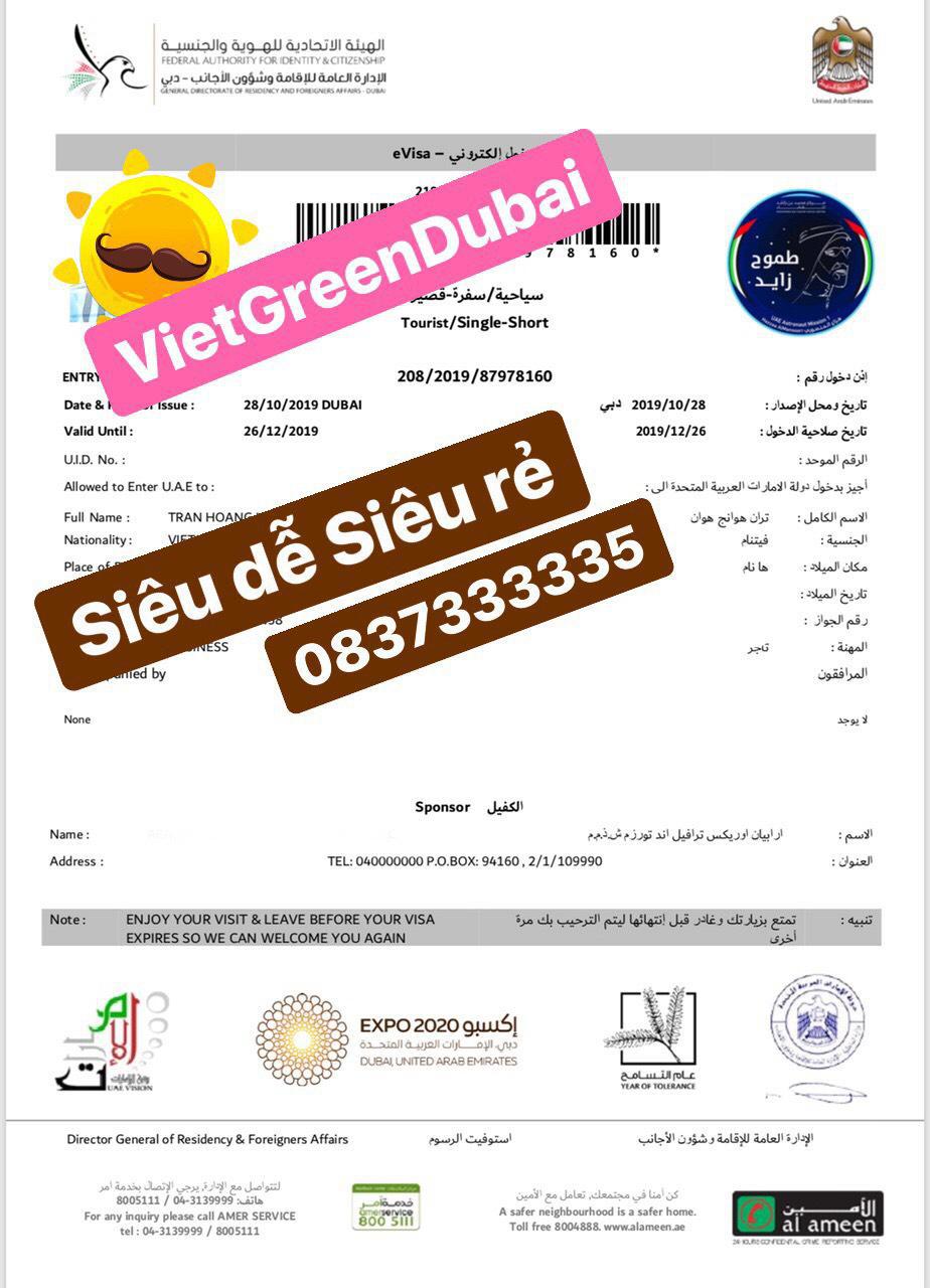 Dịch vụ làm visa Dubai du lịch 14 ngày uy tín 