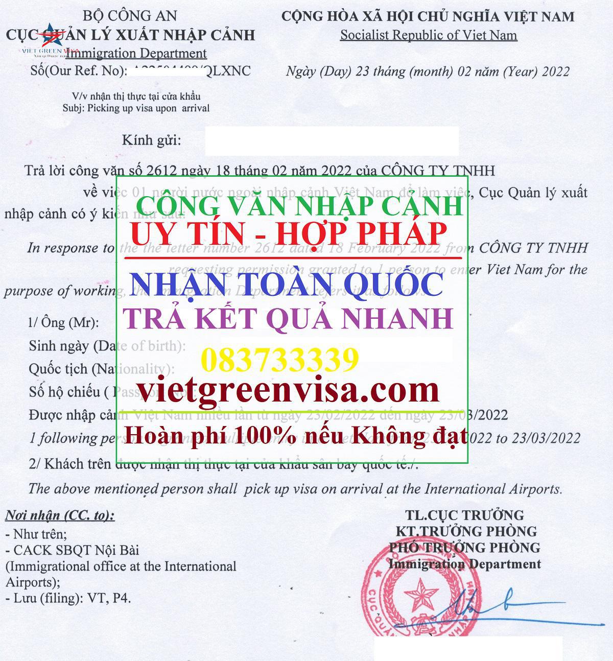 Làm công văn nhập cảnh Việt Nam cho người Trung Quốc uy tín