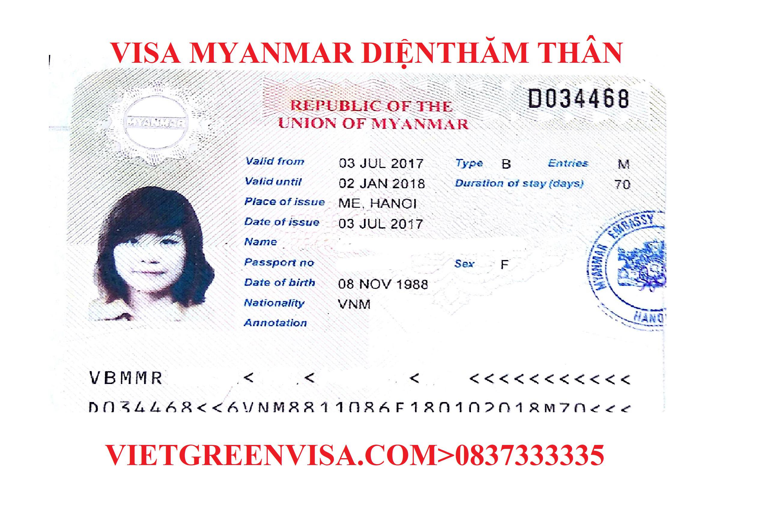 Thủ tục xin visa Myanmar thăm thân | Lưu trú 1 - 3 - 6 tháng | 100% đạt visa