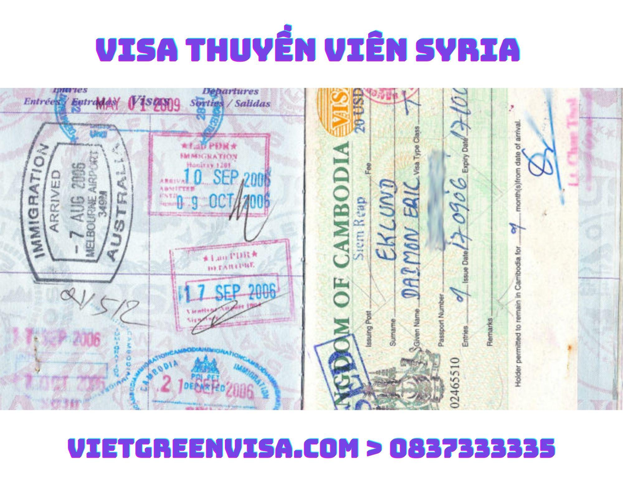 Visa thuyền viên đi Syria, Làm Visa Syriai diện thuyền viên