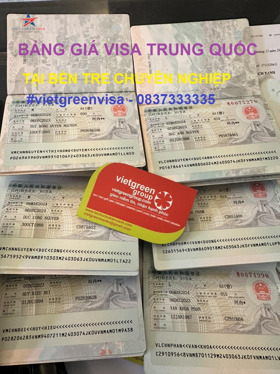 Dịch vụ xin visa Trung Quốc tại Bến Tre chuyên nghiệp