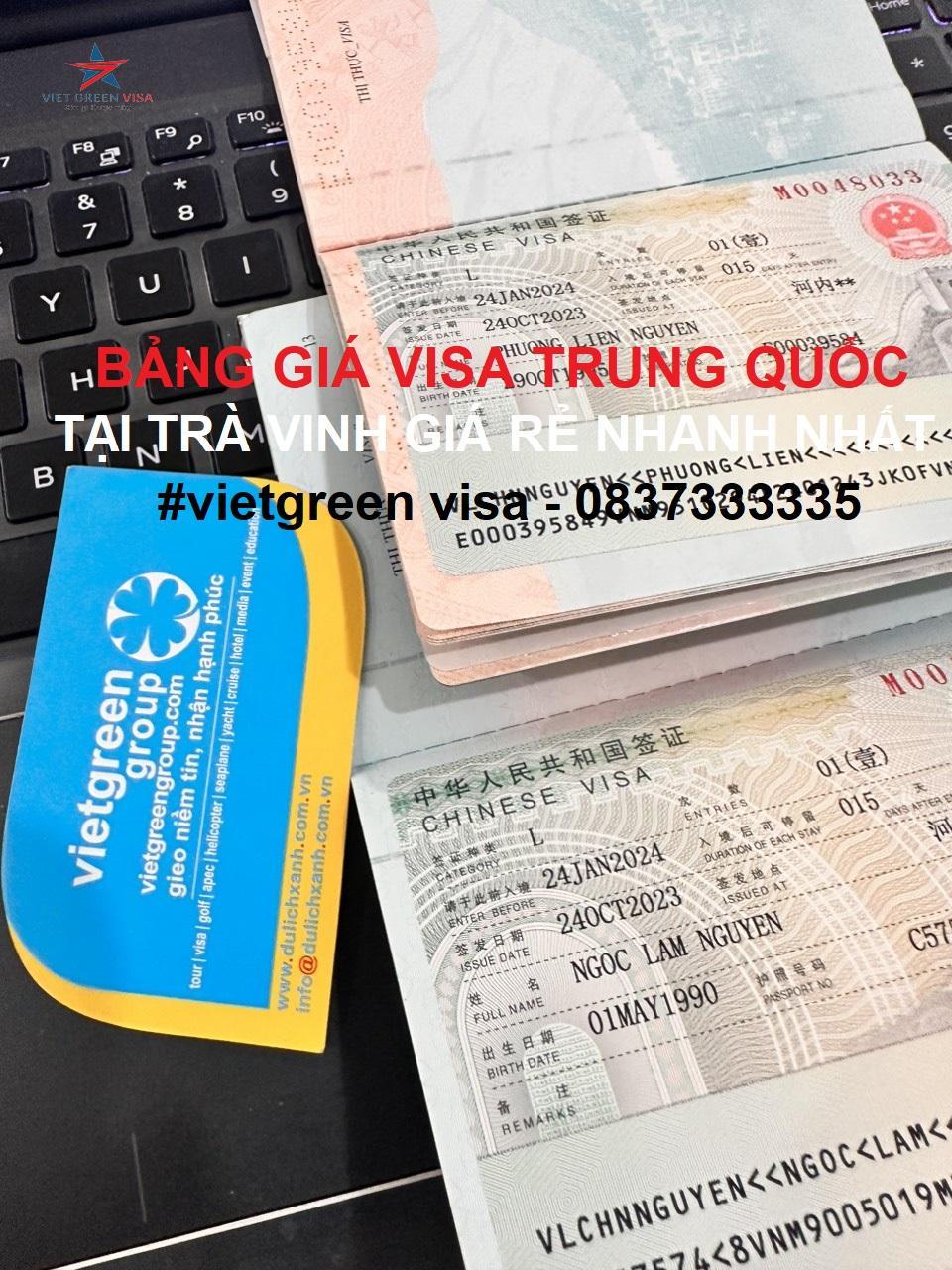 Dịch vụ xin visa Trung Quốc tại Trà Vinh trọn gói nhanh nhất