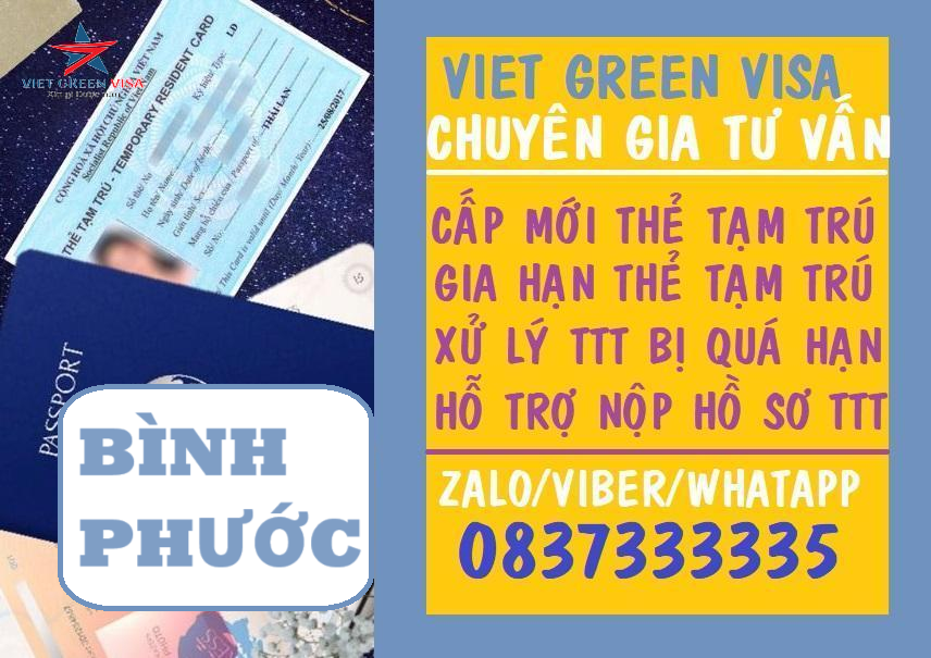Dịch vụ làm thẻ tạm trú cho người nước ngoài tại Bình Phước