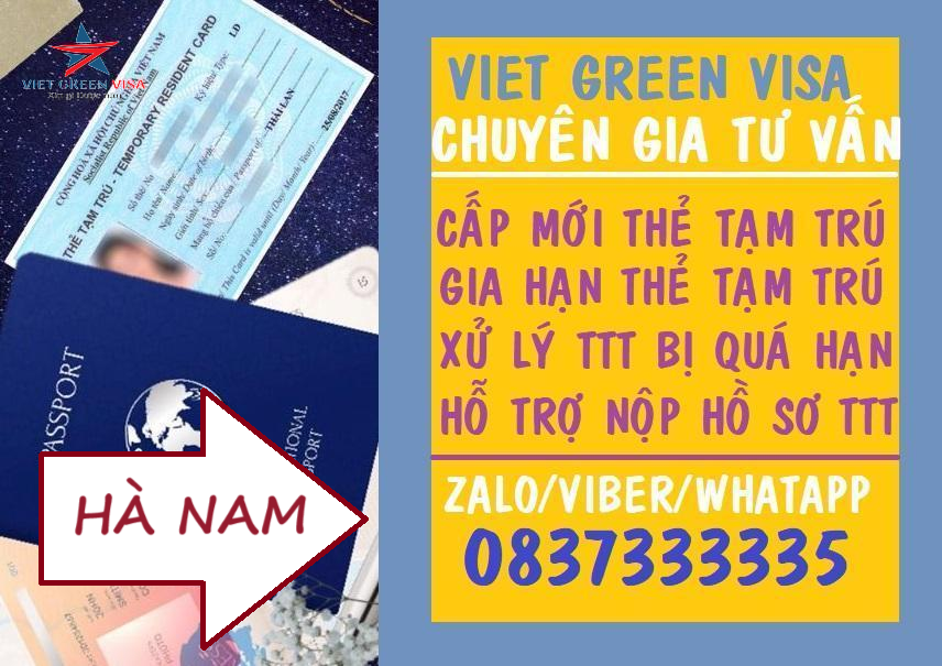 Dịch vụ làm thẻ tạm trú cho người nước ngoài tại Hà Nam
