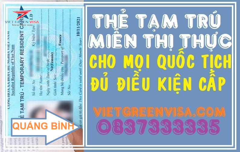 Dịch vụ làm thẻ cư trú cho người nước ngoài tại Quảng Bình