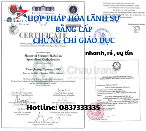 Hợp pháp hóa lãnh sự bằng cấp, chứng chỉ giáo dục  