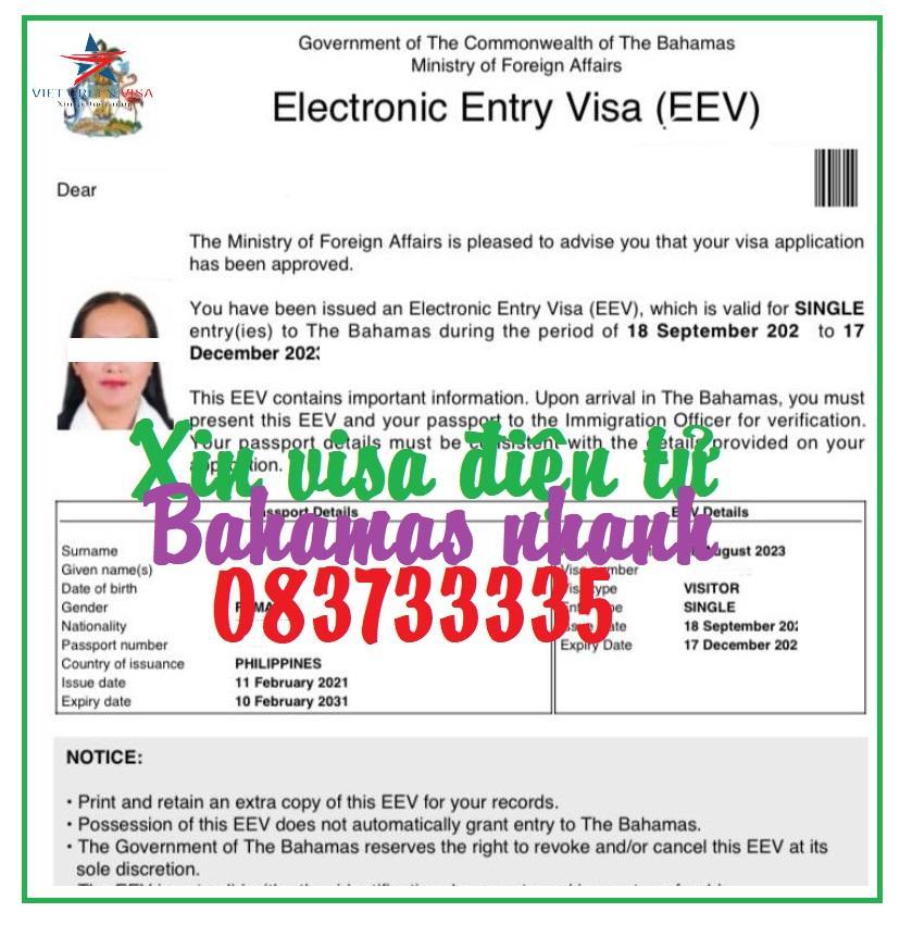 Dịch vụ xin visa điện tử Bahamas bao đậu