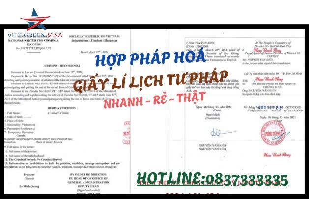 Hợp pháp hóa lãnh sự giấy lí lịch tư pháp 