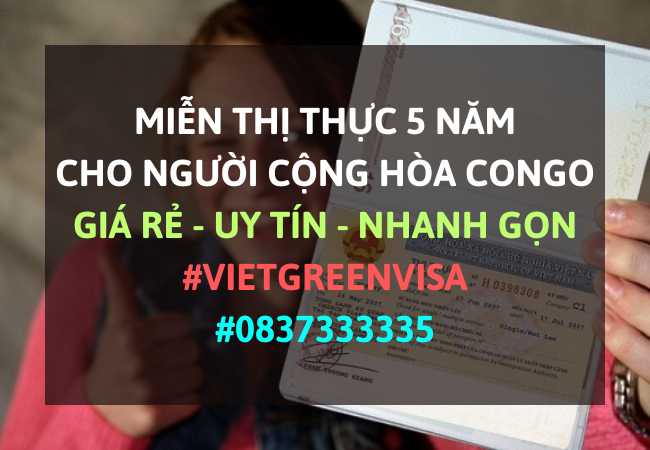 Giấy miễn thị thực, Giấy miễn thị thực cho người Cộng hòa Congo, Giấy miễn thị thực 5 năm cho quốc tịch Cộng hòa Congo, Viet Green Visa