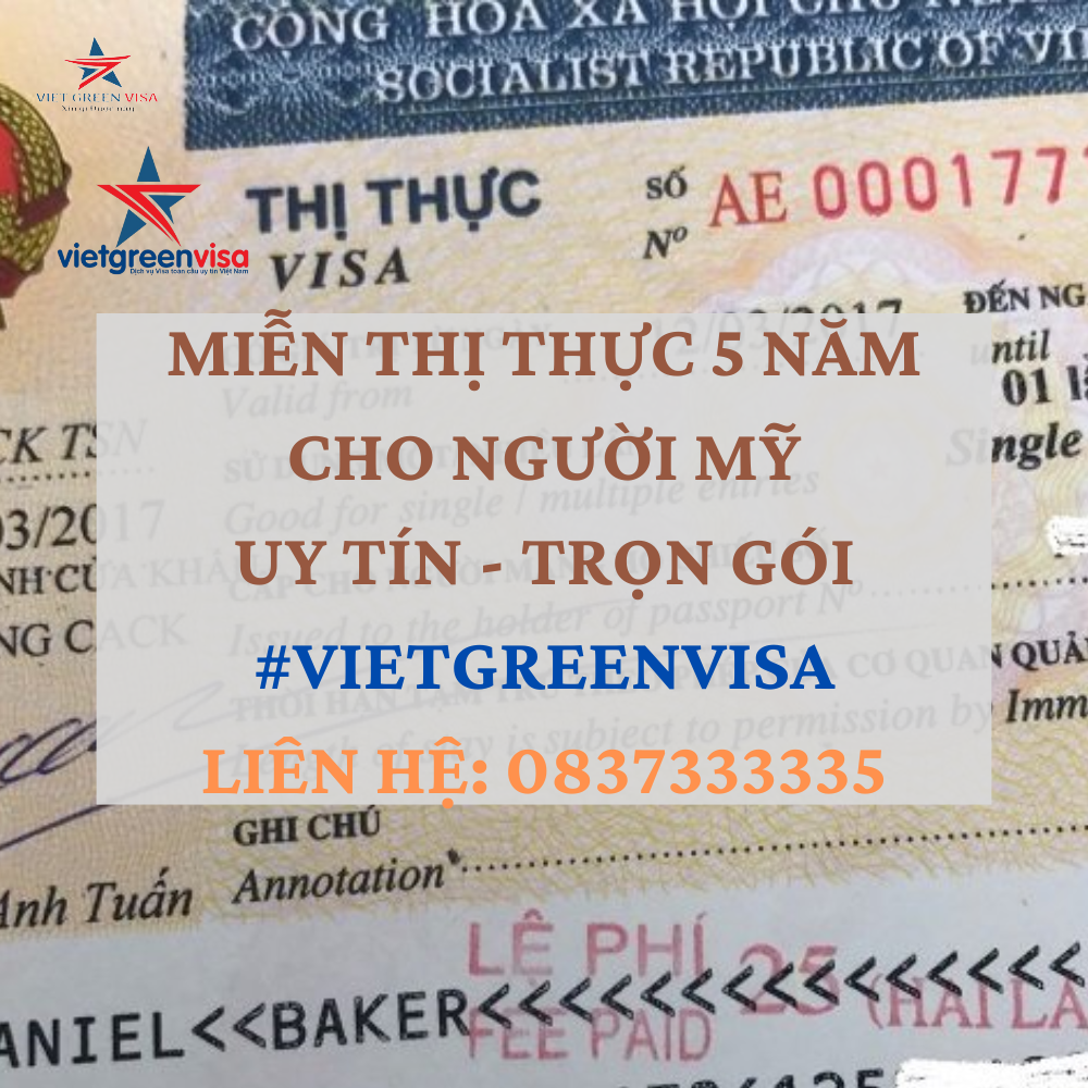 Giấy miễn thị thực, Giấy miễn thị thực cho người quốc tịch Mỹ, Viet Green Visa 