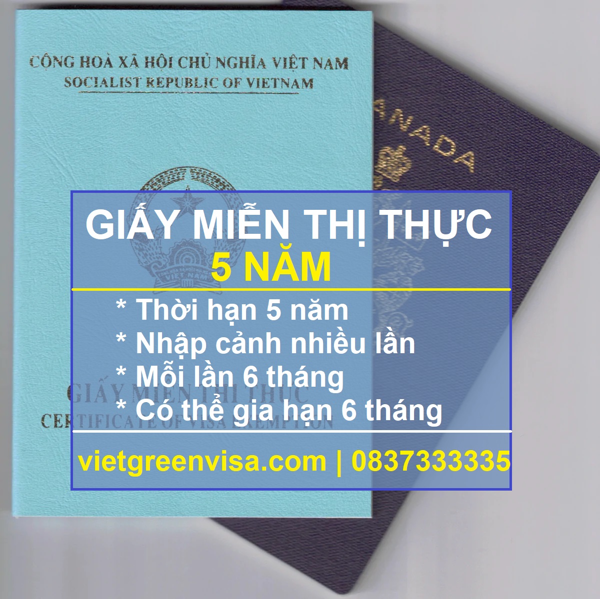 Giấy miễn thị thực, Giấy miễn thị thực 5 năm, Visa Việt Nam 5 năm, Dịch vụ xin giấy miễn thị thực 