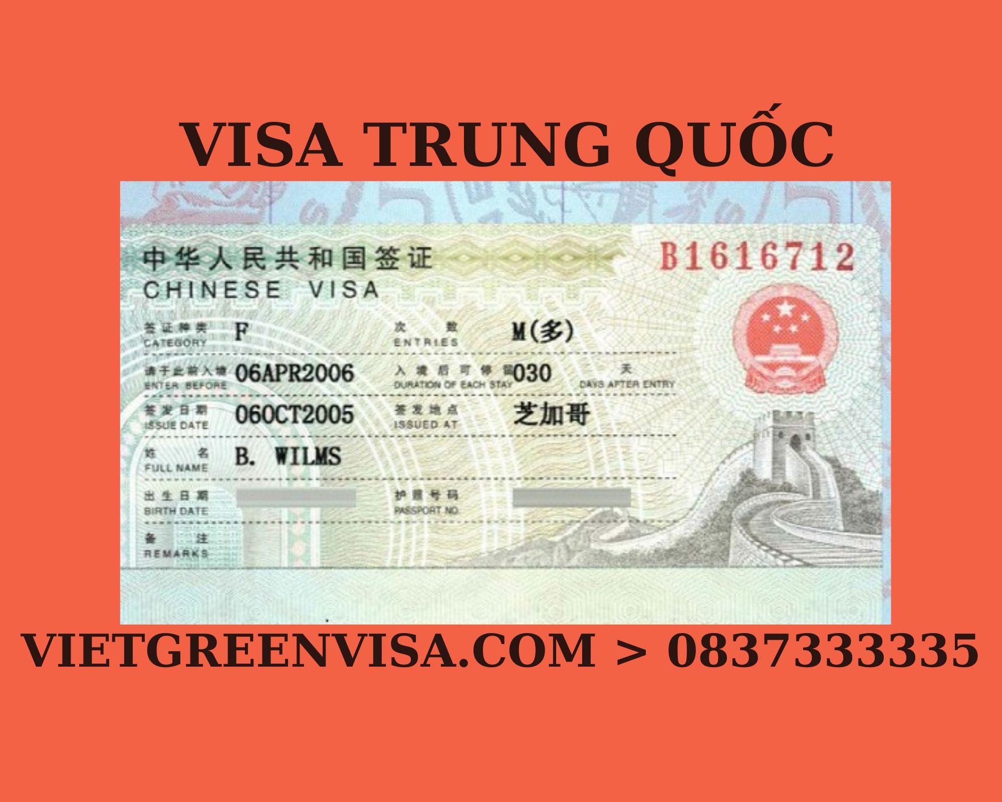 Dịch vụ xin visa Trung Quốc thăm thân nhân. Viet Green visa